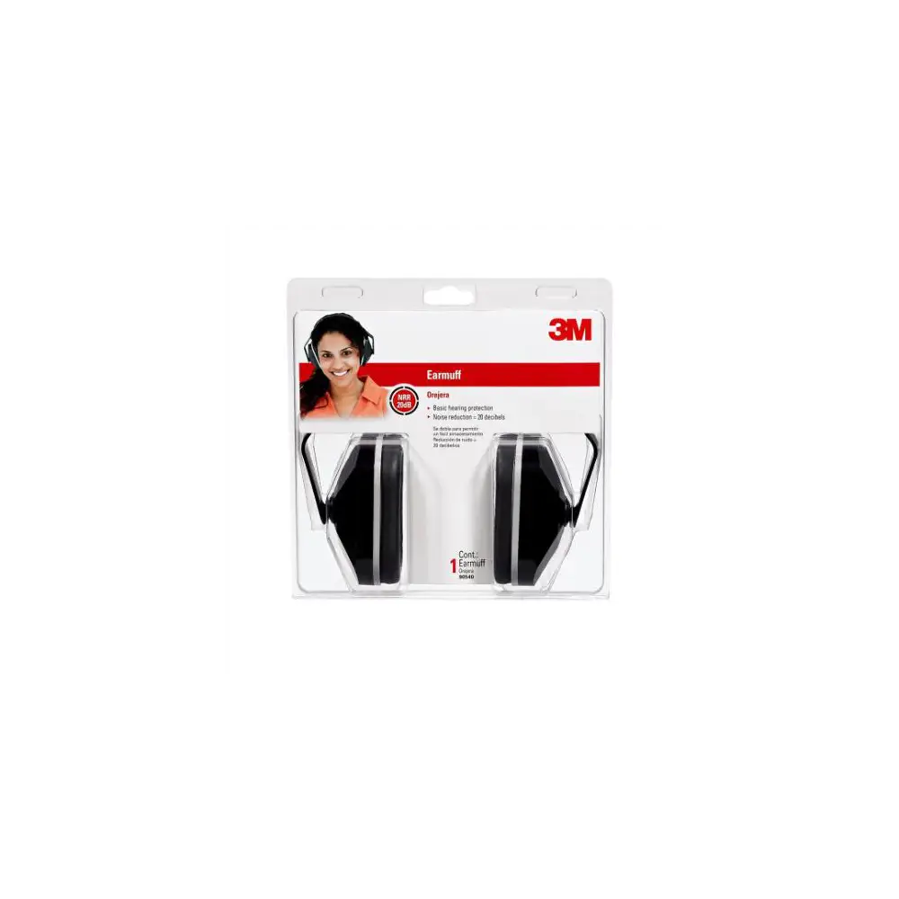 Hearing Protection Earmuffs - 20 Decibel Noise Reduction Rating - Black - 3MP90540